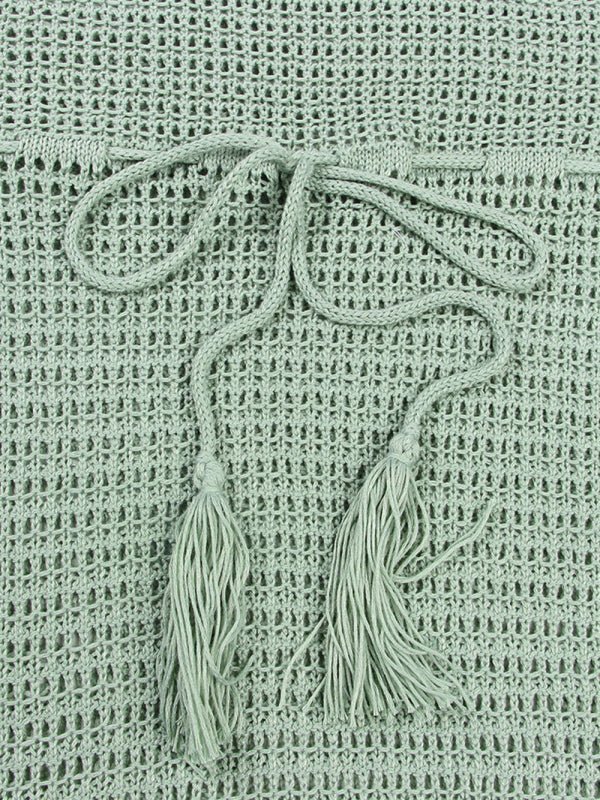Damen-Bikinioberteil, hohle Spitze, Quaste, Badeanzug, Mantel, Strand, langes Kleid