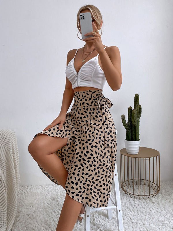 Damen-Schlitzrock mit lässigem All-Match-Temperament und Polka-Dot-Print