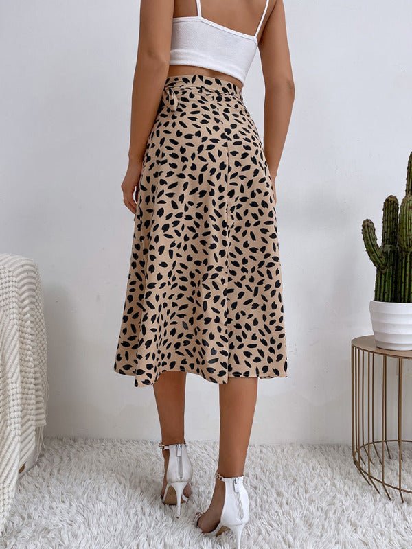 Damen-Schlitzrock mit lässigem All-Match-Temperament und Polka-Dot-Print