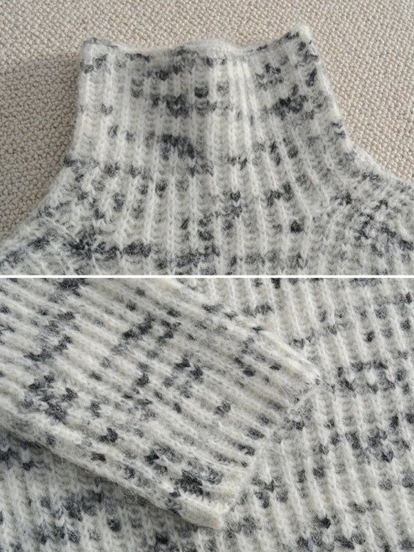 Pull décontracté en tricot à col roulé en laine pour femme