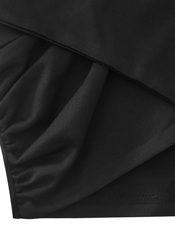 Haut en tricot court croisé à manches longues pour femmes