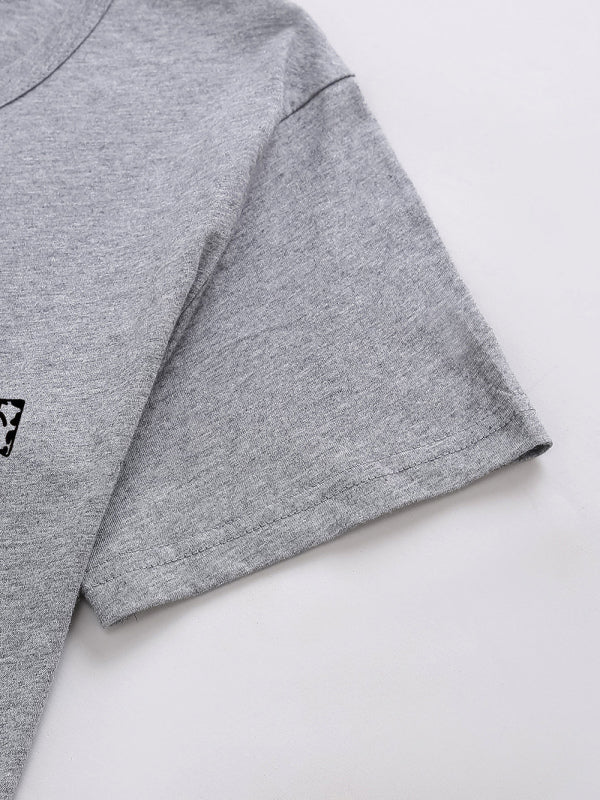 T-shirt tricoté à manches courtes et col rond pour femme