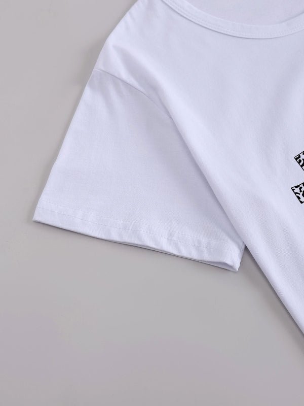 T-shirt tricoté à manches courtes et col rond pour femme