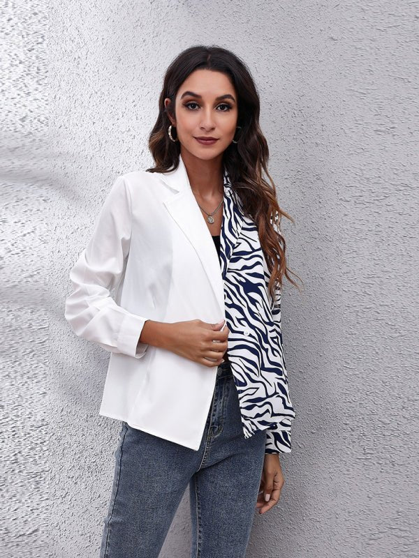 Damenhemd mit Anzugkragen, Schachbrettmuster und Zebramuster