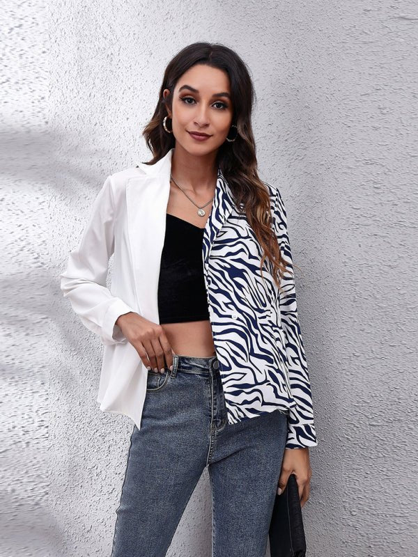 Damenhemd mit Anzugkragen, Schachbrettmuster und Zebramuster