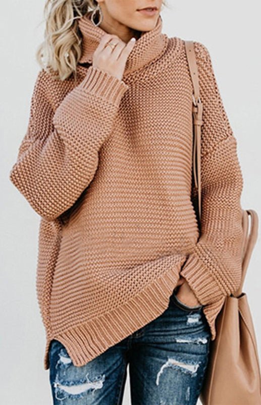 Dick gestrickter, übergroßer Rollkragenpullover für Damen