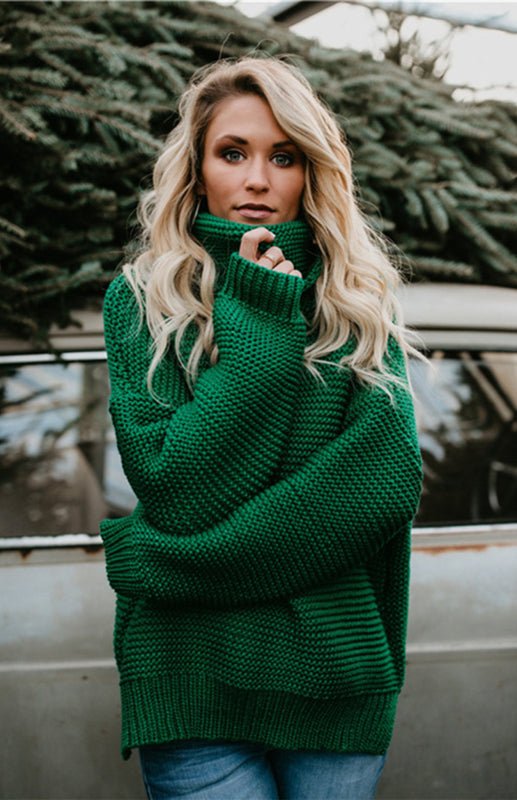 Dick gestrickter, übergroßer Rollkragenpullover für Damen