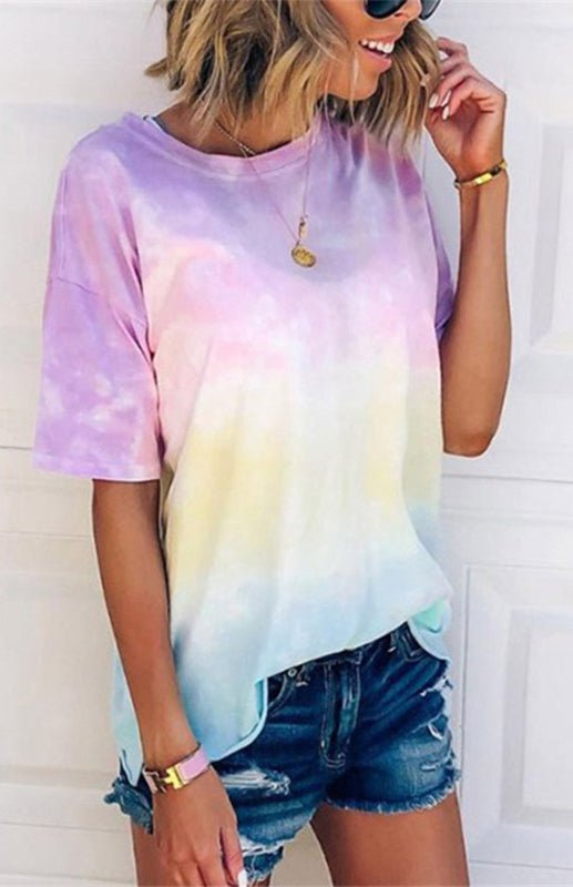 Loses T-Shirt mit Tie-Dye-Farbverlaufsdruck für Damen