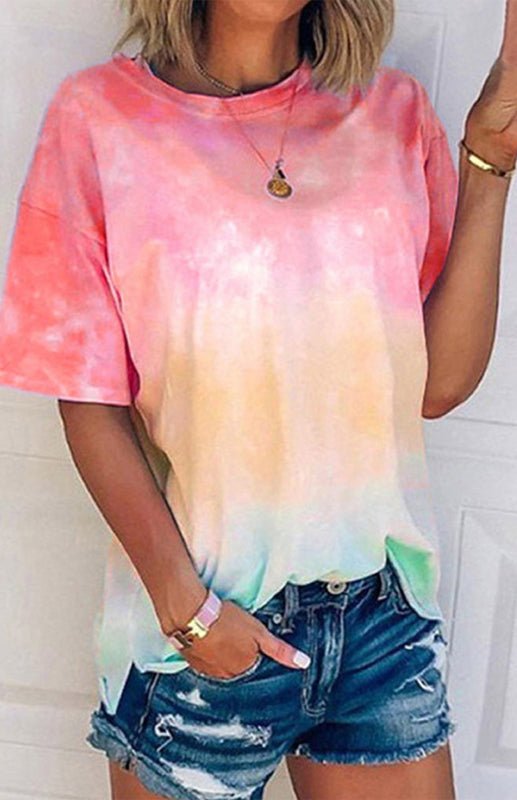 Loses T-Shirt mit Tie-Dye-Farbverlaufsdruck für Damen