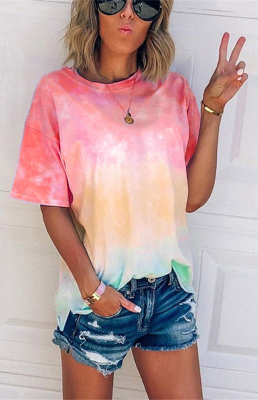 Loses T-Shirt mit Tie-Dye-Farbverlaufsdruck für Damen