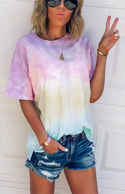 Loses T-Shirt mit Tie-Dye-Farbverlaufsdruck für Damen
