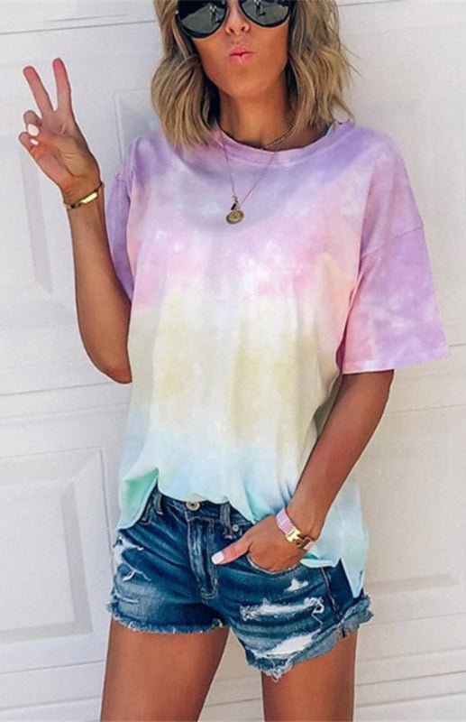 Loses T-Shirt mit Tie-Dye-Farbverlaufsdruck für Damen