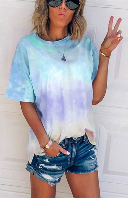 Loses T-Shirt mit Tie-Dye-Farbverlaufsdruck für Damen