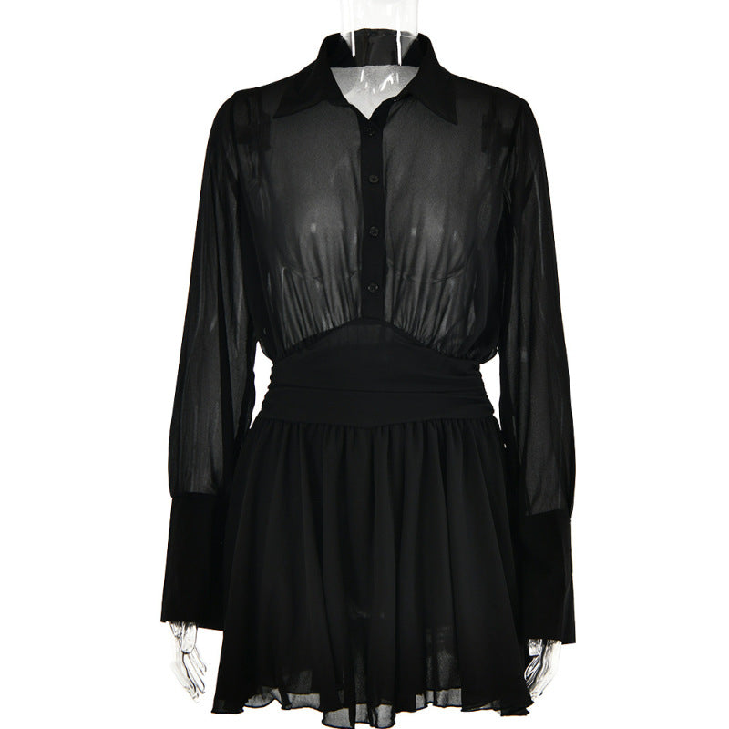 Neue stil einreiher revers kleid mode sexy temperament heißer mädchen lotus blatt rock