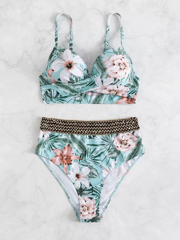 a bikini top and bottom with flowers on it