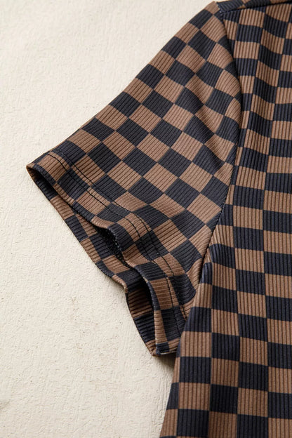 Checkerboard Round Neck Summer T Shirt