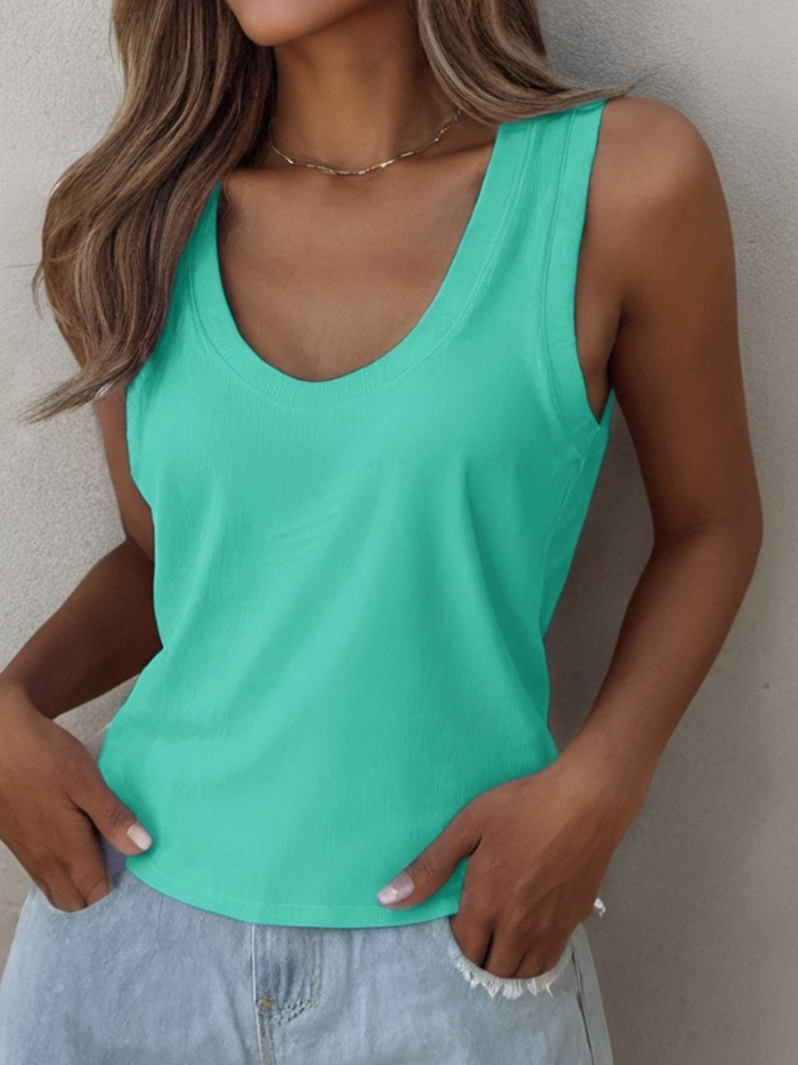 Solid Scoop Neck Tank