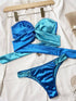 Two-tone blue bikini set with ring detail on hanger