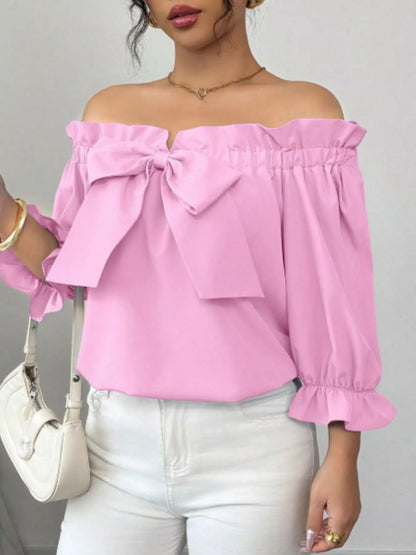 Bow Flounce Sleeve Blouse