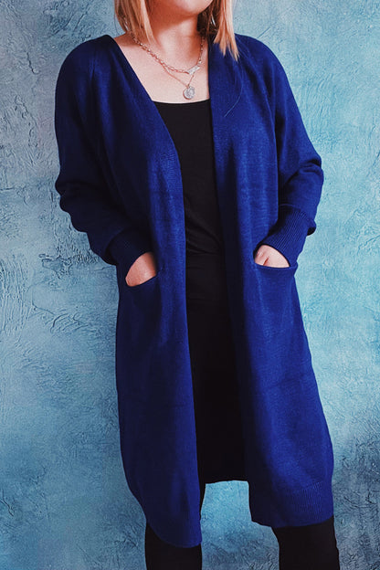 Open Front Longline Cardigan with Pockets