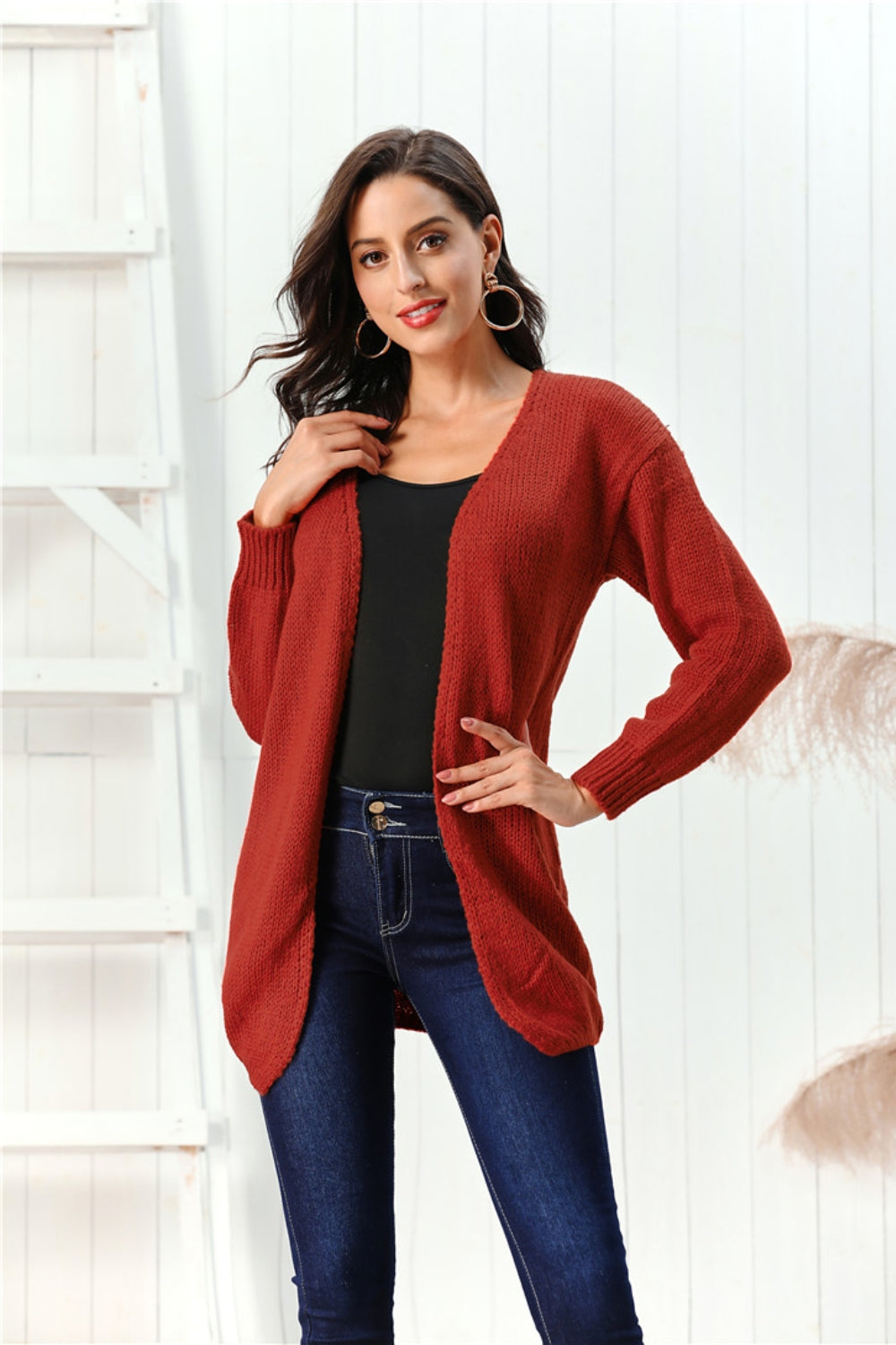 Open Front Long Sleeve Cardigan