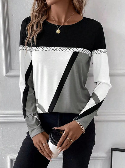 Color Block Long Sleeve T-Shirt