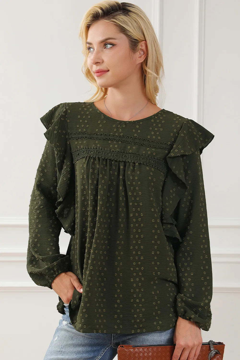 Round Neck Ruffled Blouse