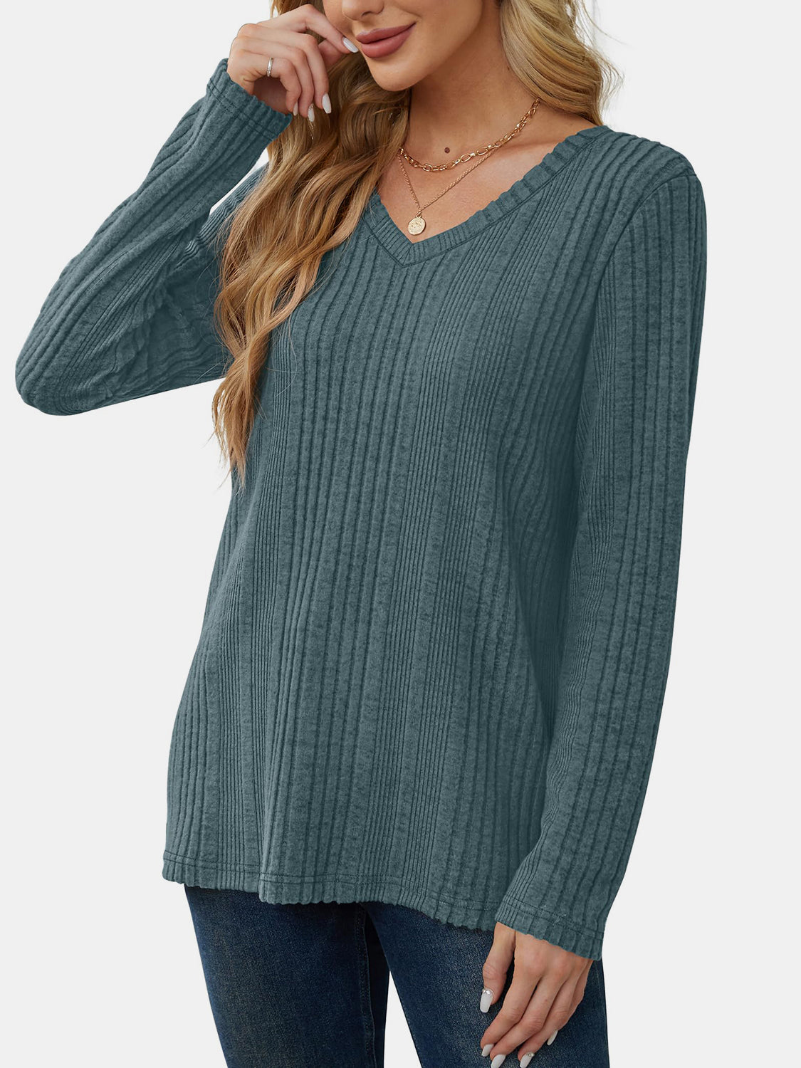 V-Neck Long Sleeve T-Shirt