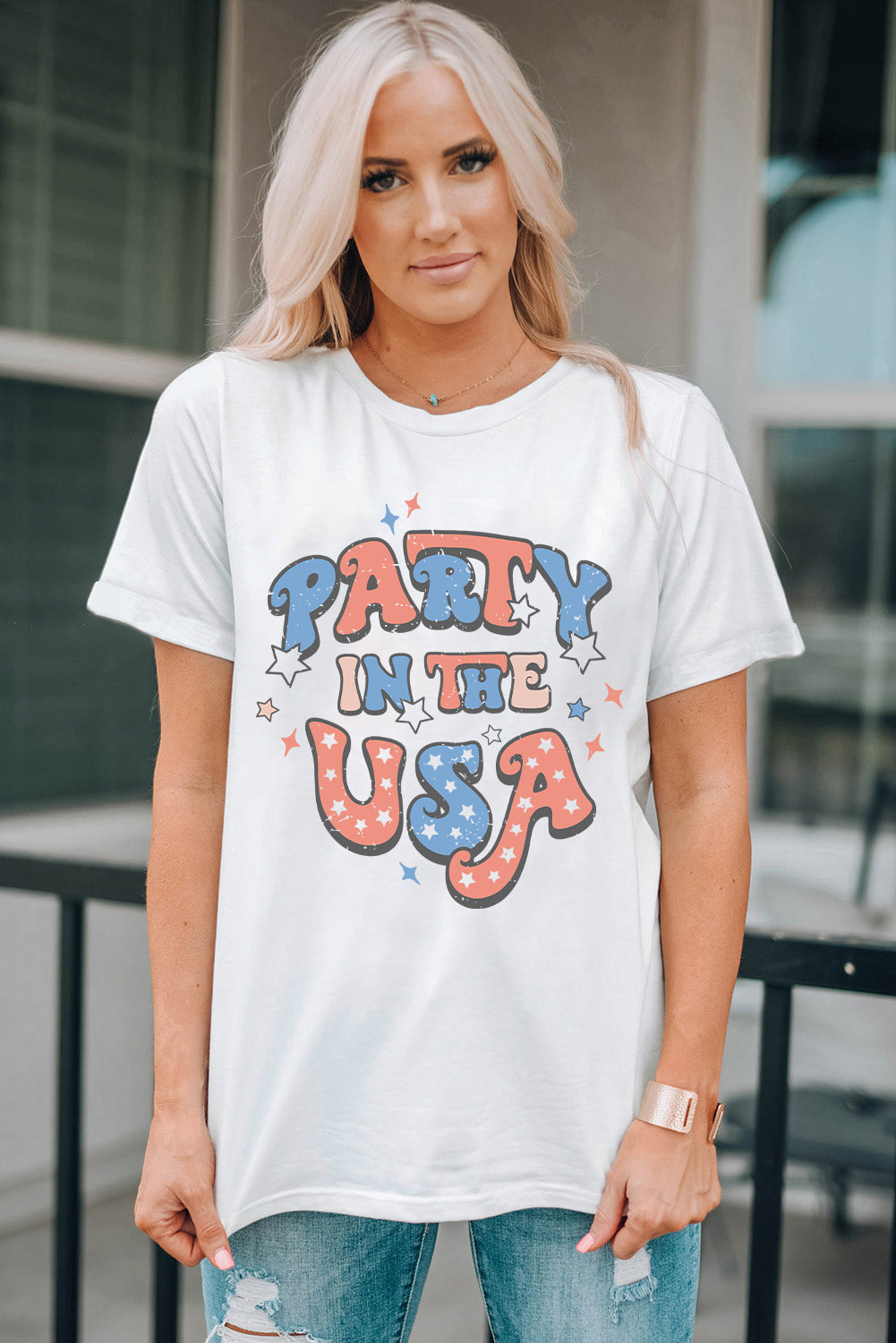 White T-shirt with &