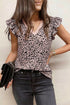 Ruffled Sleeve Leopard Print Blouse