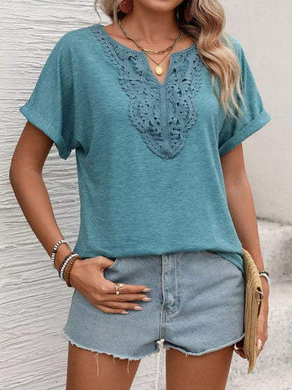 Lace Trim Short Sleeve T-Shirt