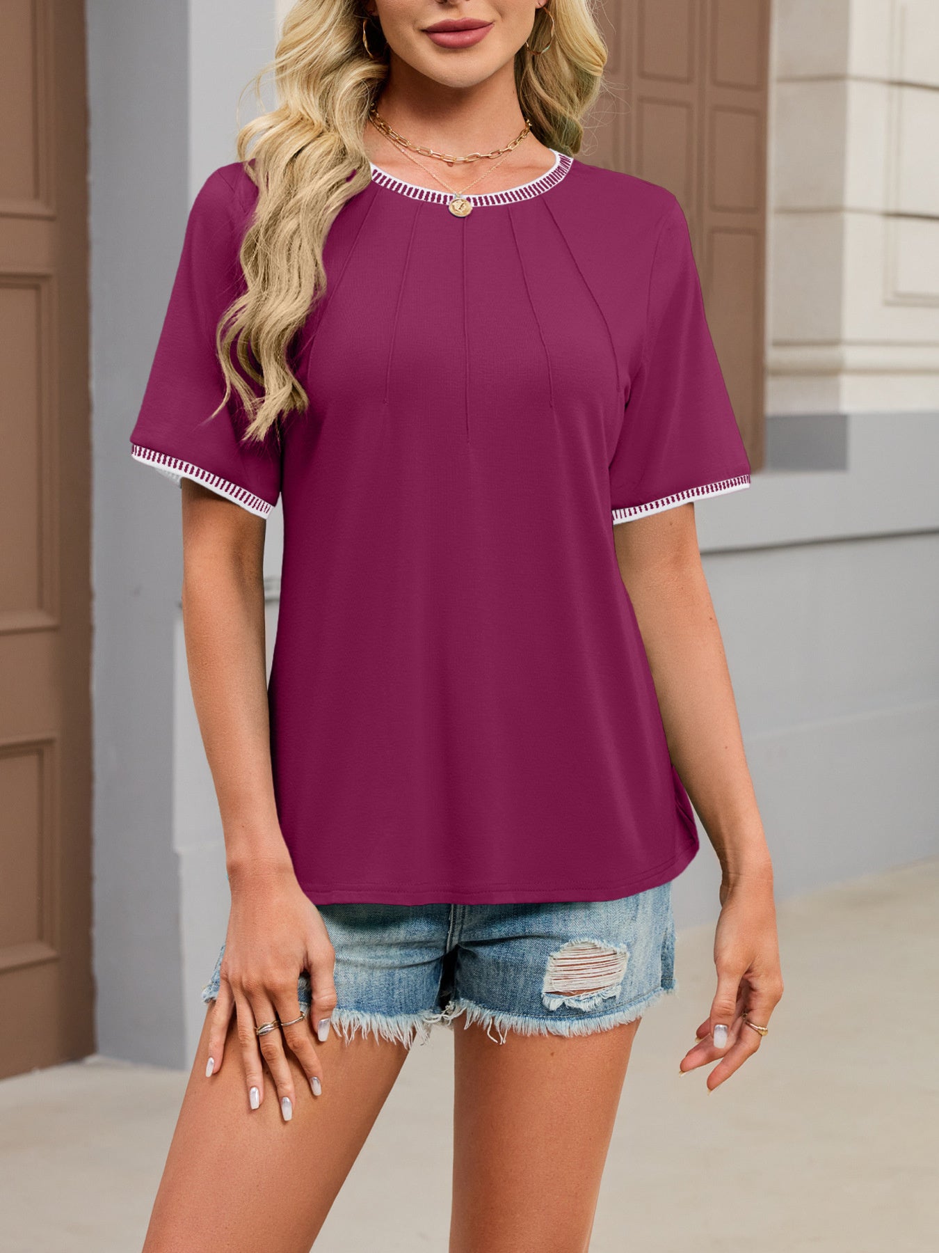 Contrast Trim Short Sleeve T-Shirt