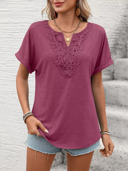 Lace Trim Short Sleeve T-Shirt