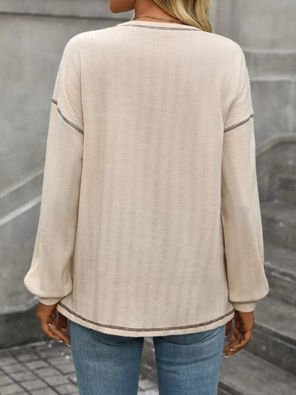 Casual Pocket Detail Long Sleeve T-Shirt