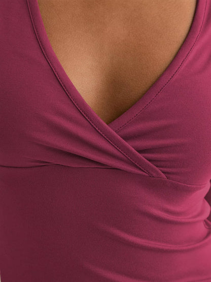 Elegant Wrap V-Neck Slim Fit T-Shirt