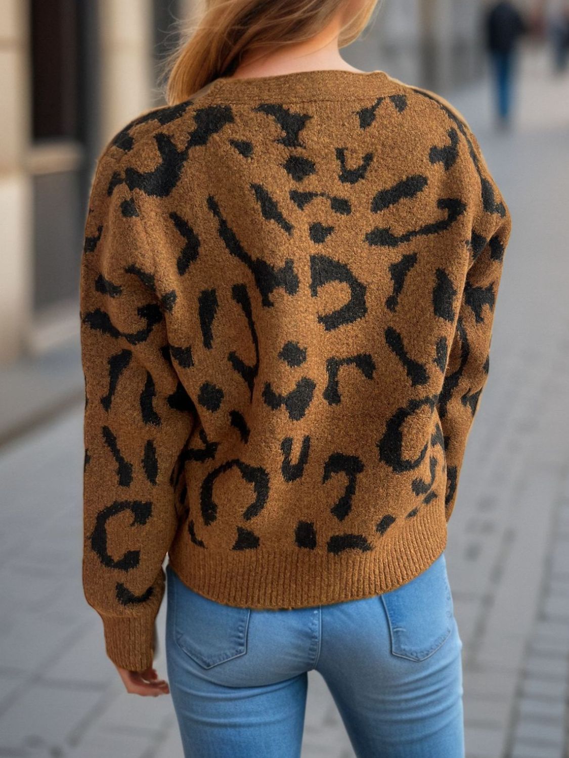 Leopard V-Neck Button Up Cardigan