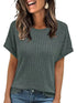 Casual Ribbed Knit Short Sleeve T-Shirt