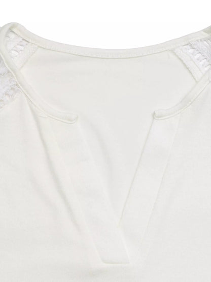 Lace Sleeve Notched Top
