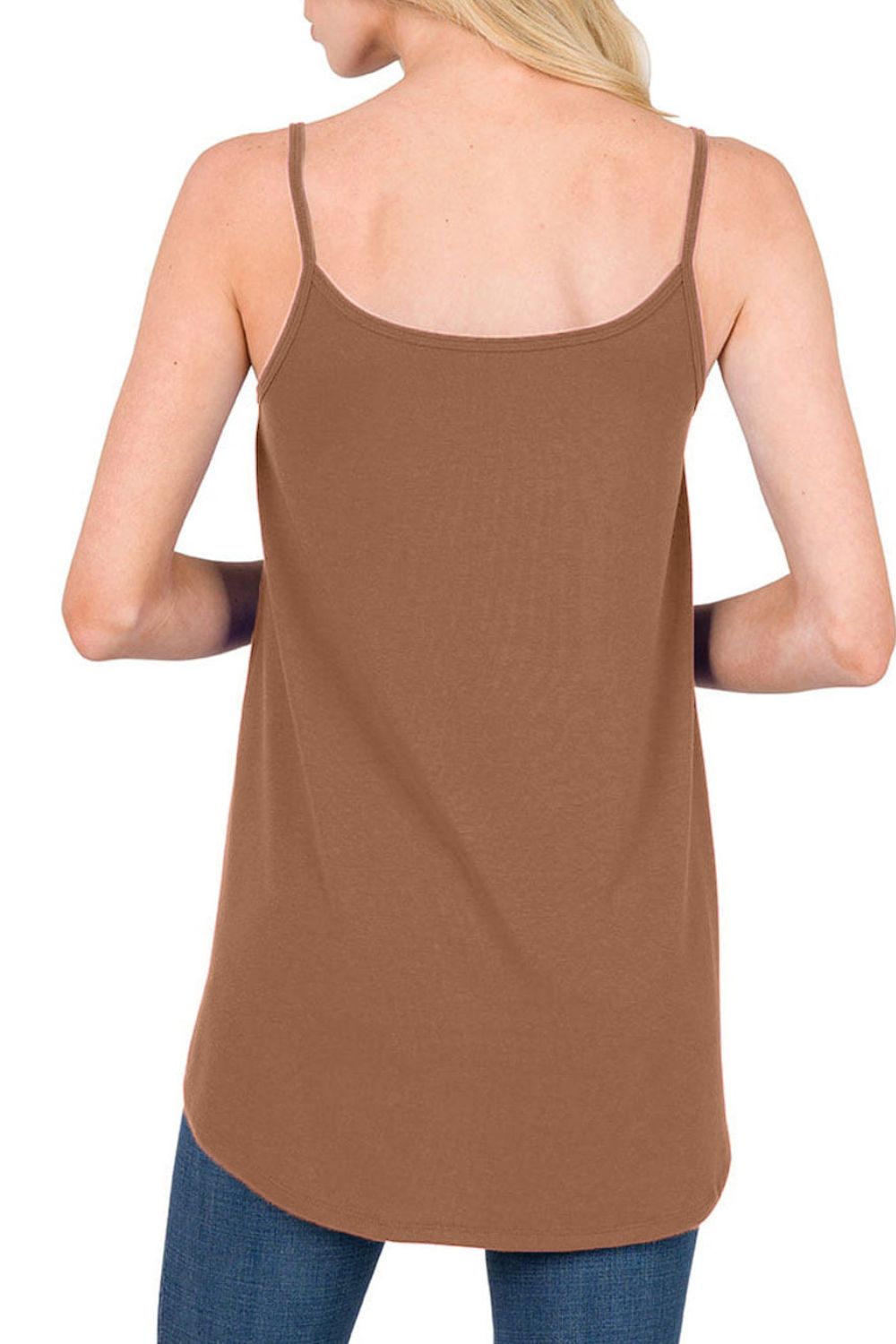 Full Size Spaghetti Strap V-Neck Flowy Tunic Cami