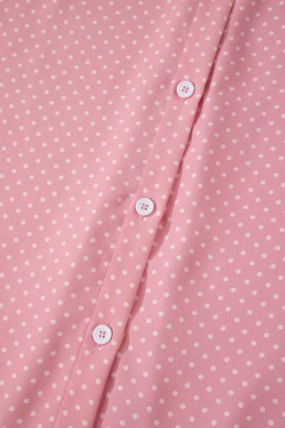 Casual Polka Dot Print Button Down Shirt
