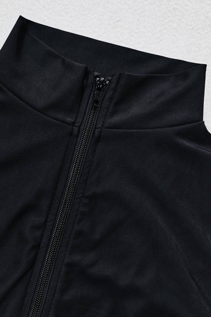 Close-up of zip on long sleeve swimwear