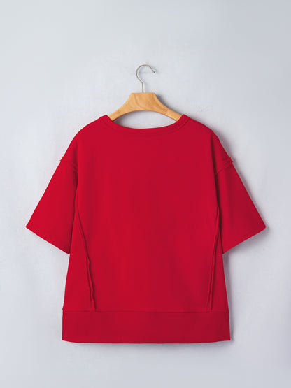 GEORGIE Letter Raw Seam Drop Shoulder Loose Tee