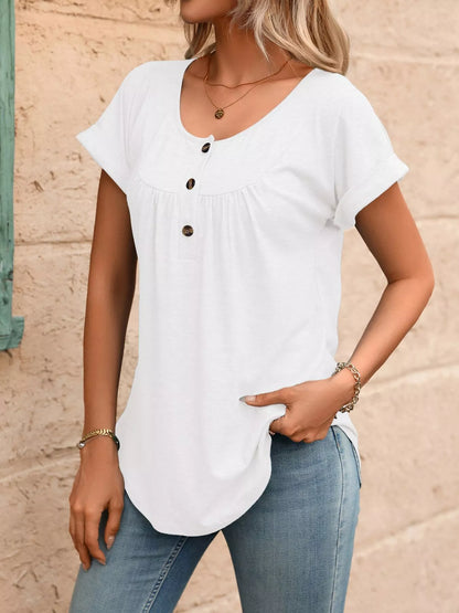 Casual Button Detail Henley T-Shirt