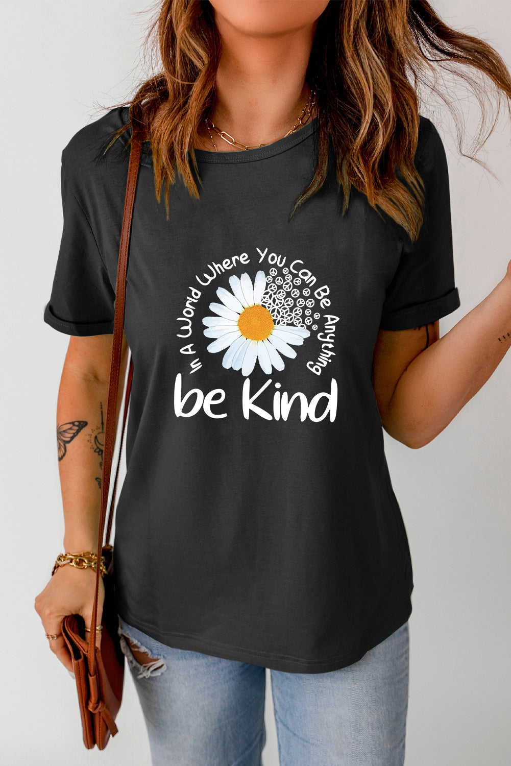 Graphic round neck short sleeve T-shirt with &
