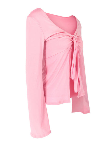 Tie-Front Long Sleeve T-Shirt