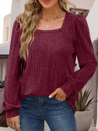 Square Neck Long Sleeve Top