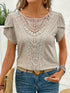 Lace Trimmed Petal Sleeve Casual Top