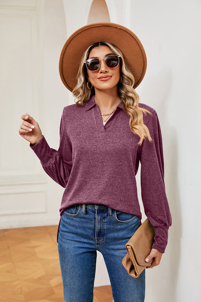 Johnny Collar Long Sleeve Top