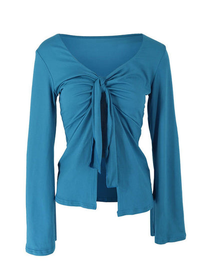 Tie-Front Long Sleeve T-Shirt