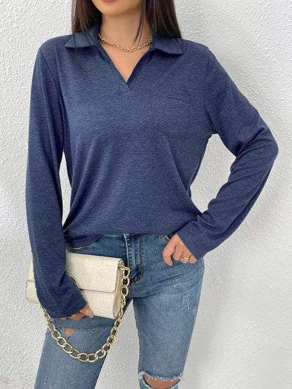Casual Long Sleeve Polo T-Shirt